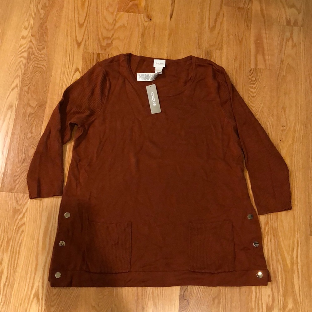 Chico’s sweater. Size 1. Fits like a Medium. Brand new with tags.